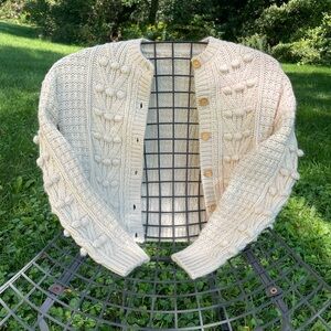 Cream Cable Knit Sweater Cardigan